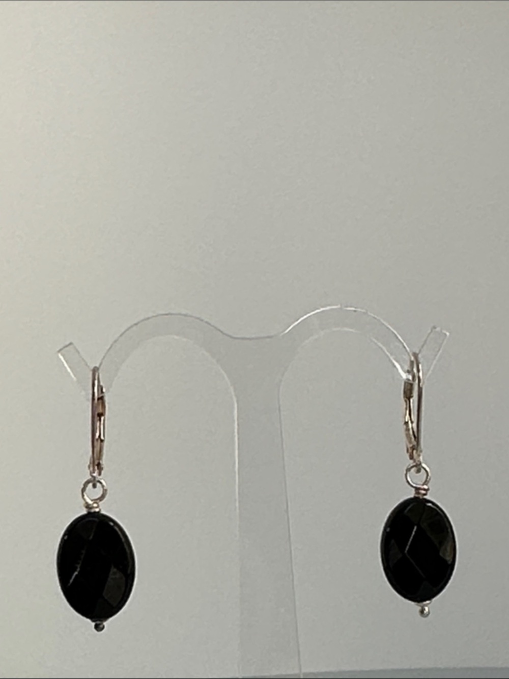 Elegant 925 Sterling silver Onyz Faceted Oval Drop Earrings Jewelry